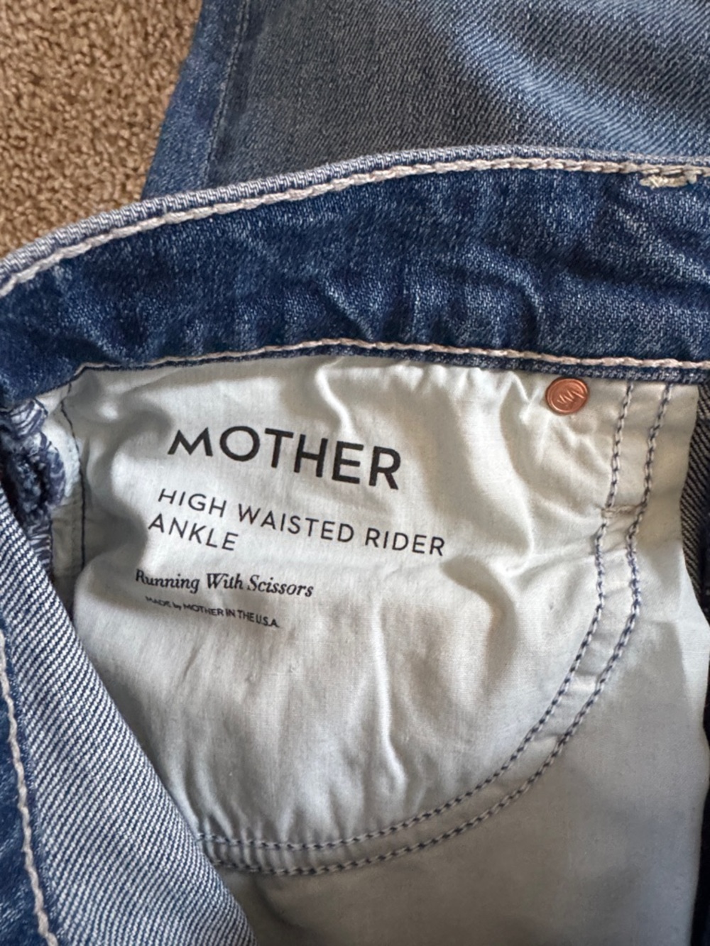 MOTHER High-waisted Rider Ankle Women's Straight-Leg Jeans in Blue Denim - Picture 2 of 5